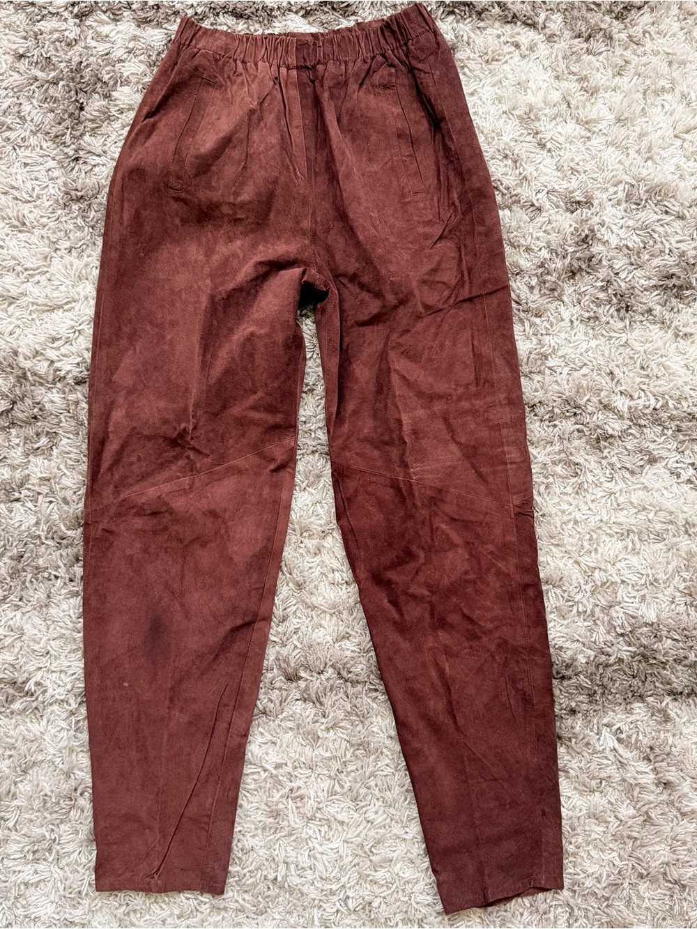 Vintage Cedars Chocolate Leather Suede High Waist Tapered Ankled Pants Sz S